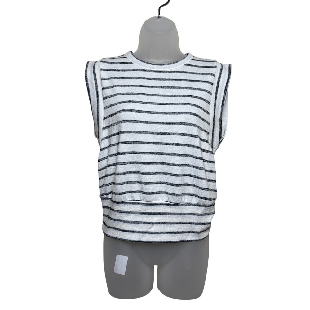 Fifteen Twenty Black White Sleeveless Cap Sleeve Striped Tank Top Vest Womens XS
